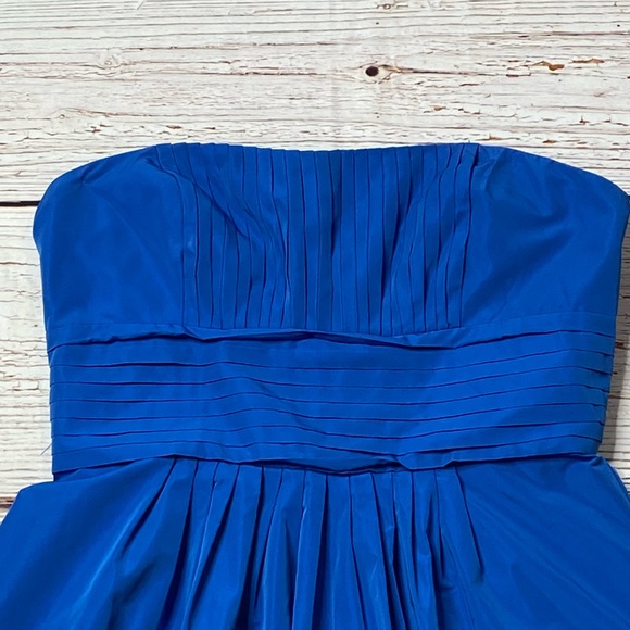 BCBGMAXAZRIA Taffeta Fit and Flare Larkspur Blue Strapless Dress Sz 4 - Picture 6 of 16